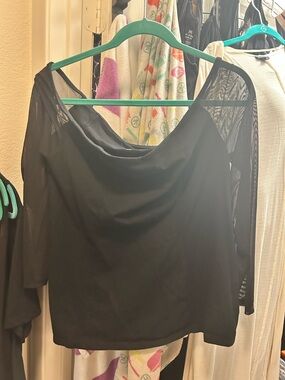 torrid Black tight Top with Sheer Sleeves